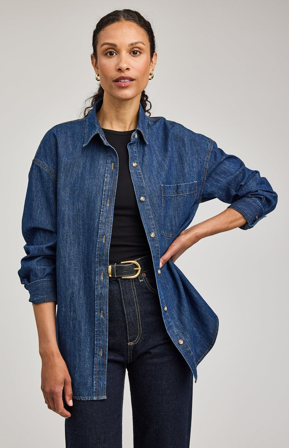 WHITNEY DENIM SHIRT TOP GENTLE FAWN 