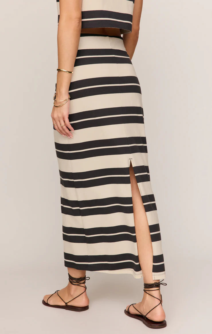 GAIL STRIPED MIDI SKIRT