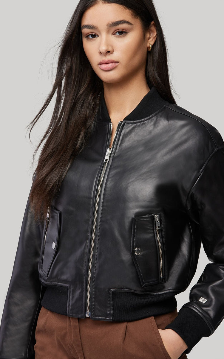 SKY LEATHER BOMBER JACKET – Bella Maas Boutique
