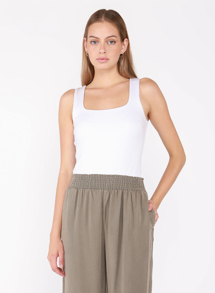 SQUARE NECK TANK Tank Top BLACK TAPE WHITE XS 